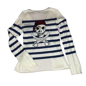 SILK AND CASHMERE Striped Cardigan with Skull size M
